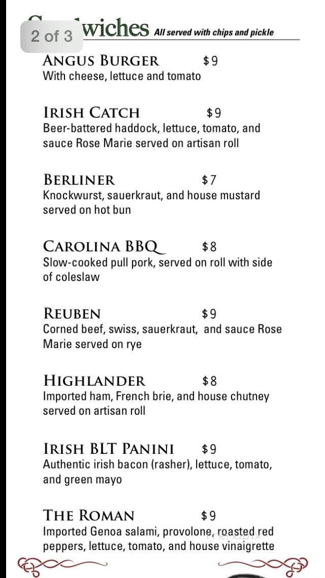 Kent Lounge - Towson, MD menu_pic