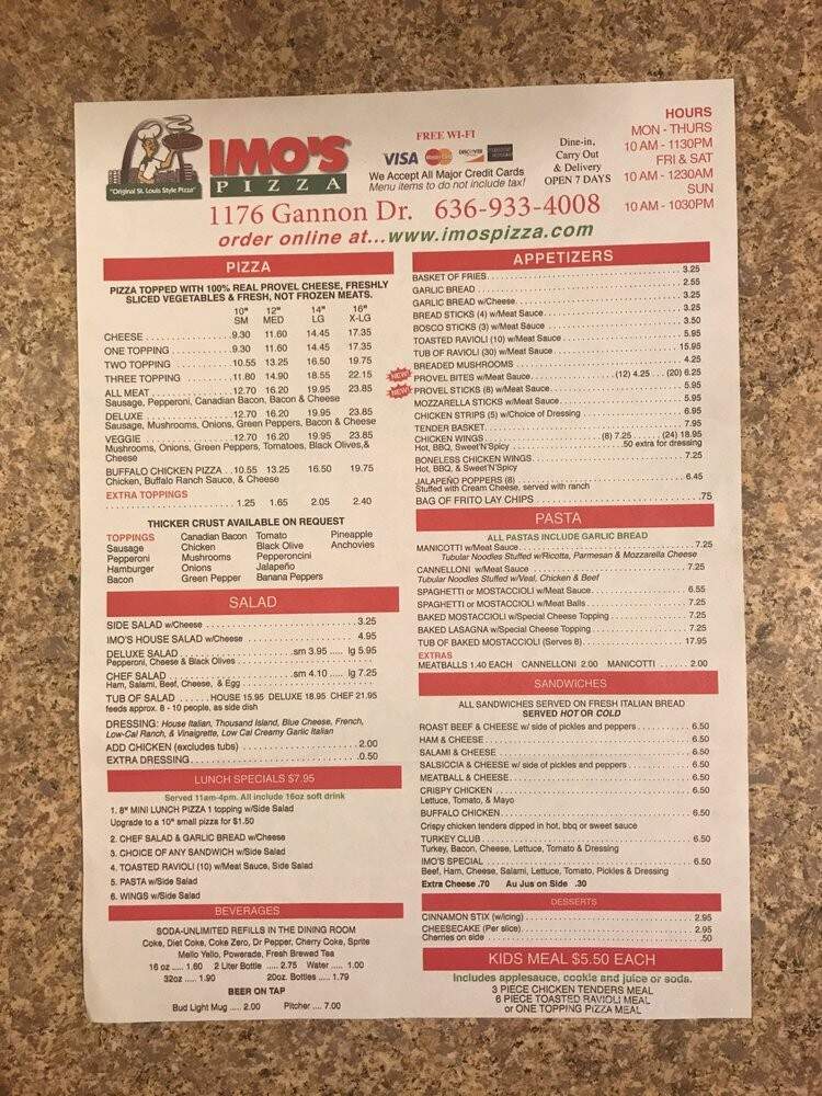 Imo's Pizza - Festus, MO menu_pic