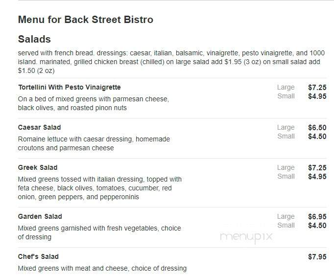 Back Street Bistro - Santa Fe, NM menu_pic