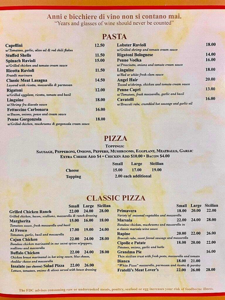 Fratelli Pizza - New Rochelle, NY menu_pic