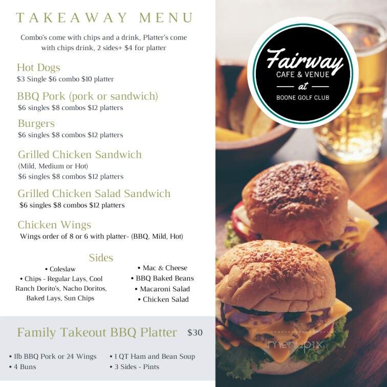Fairway Cafe - Boone, NC menu_pic