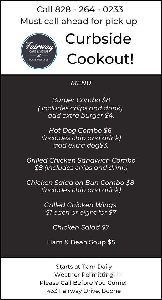 Fairway Cafe - Boone, NC menu_pic