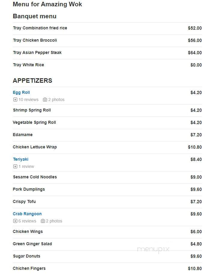Amazing Wok - Pittsburgh, PA menu_pic