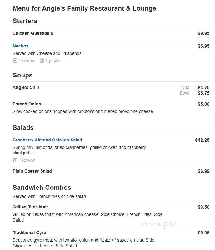 Angie's Family Restaurant - Harrisburg, PA menu_pic