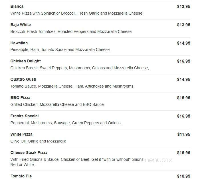 Frank's Pizza - Bensalem, PA menu_pic