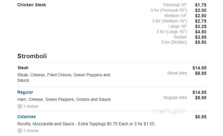 Frank's Pizza - Bensalem, PA menu_pic