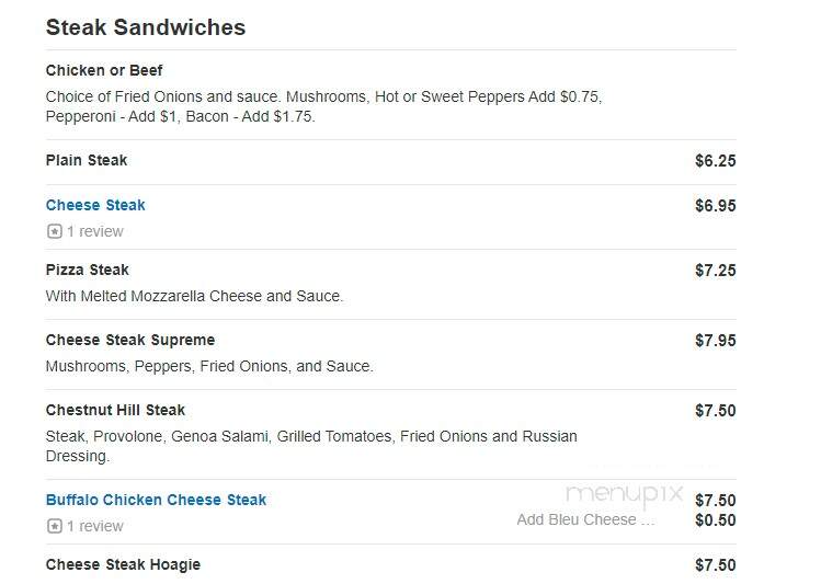 Frank's Pizza - Bensalem, PA menu_pic