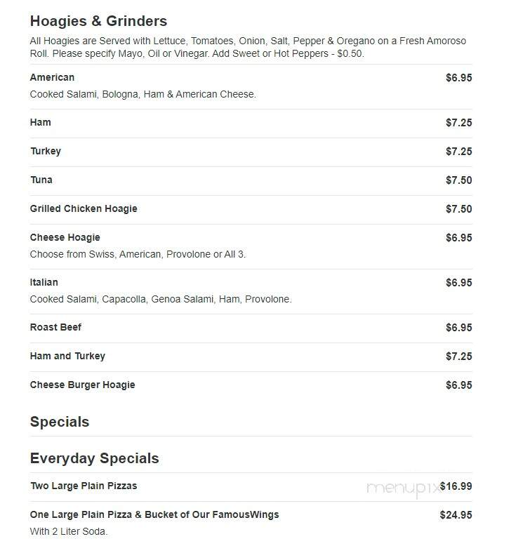 Frank's Pizza - Bensalem, PA menu_pic