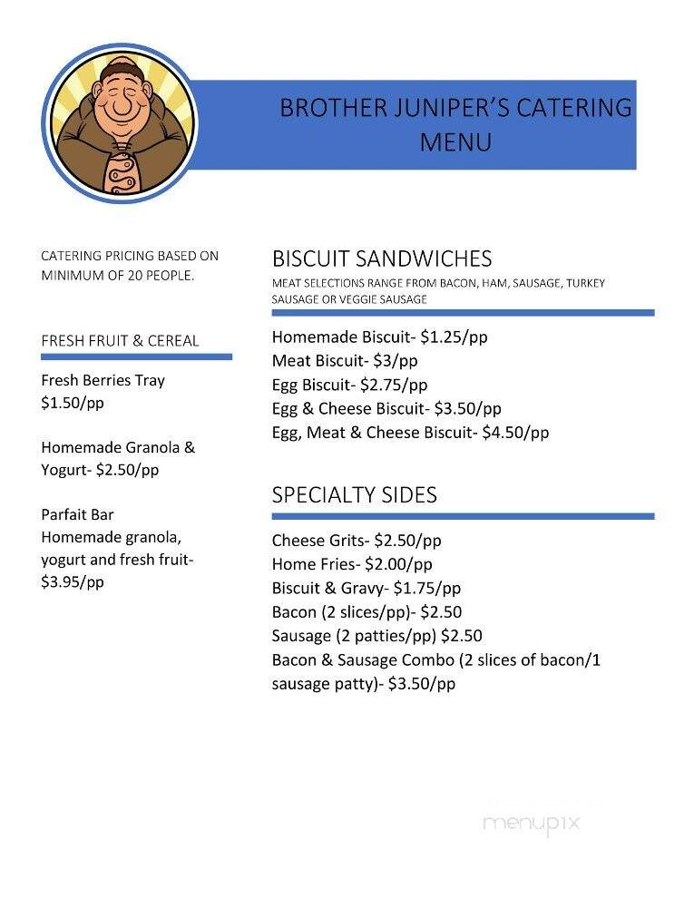 Brother Juniper's College Inn - Memphis, TN menu_pic