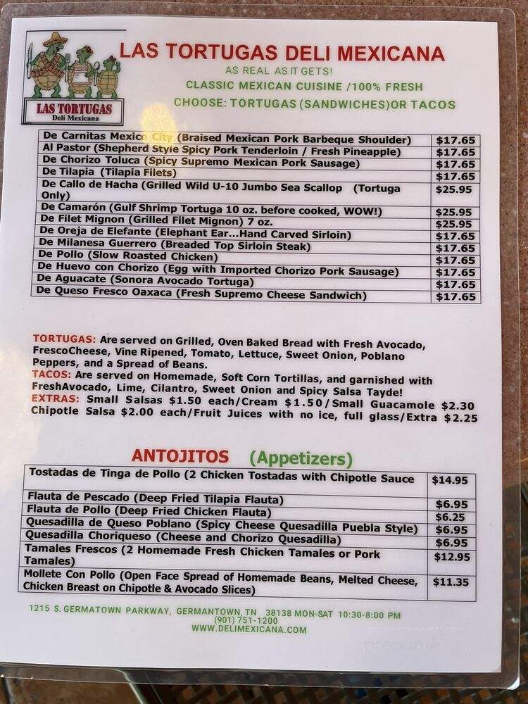 Las Tortugas Deli Mexicana - Germantown, TN menu_pic