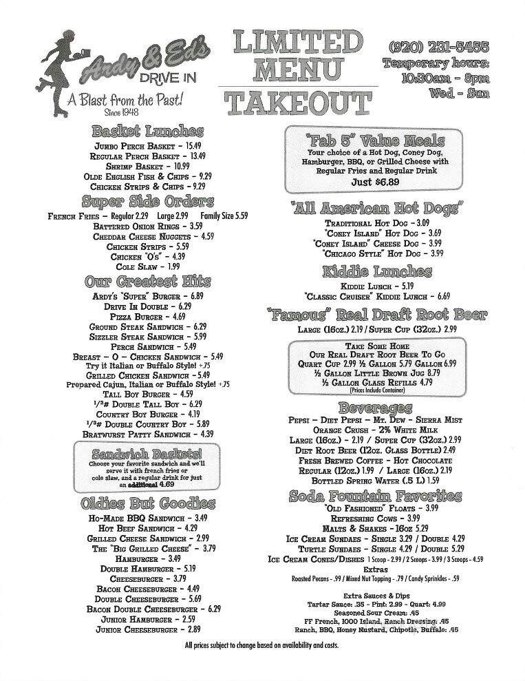 Ardy & Ed's Drive In - Oshkosh, WI menu_pic