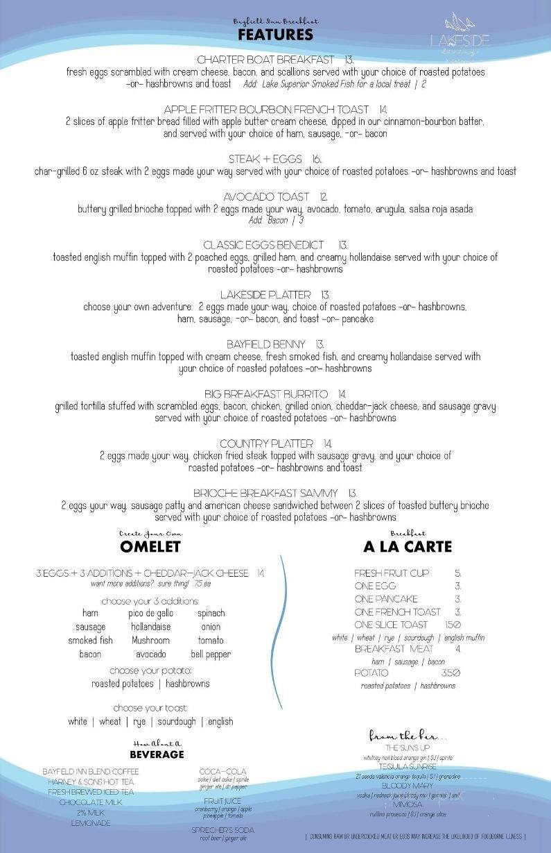 Bayfield Inn Food - Bayfield, WI menu_pic