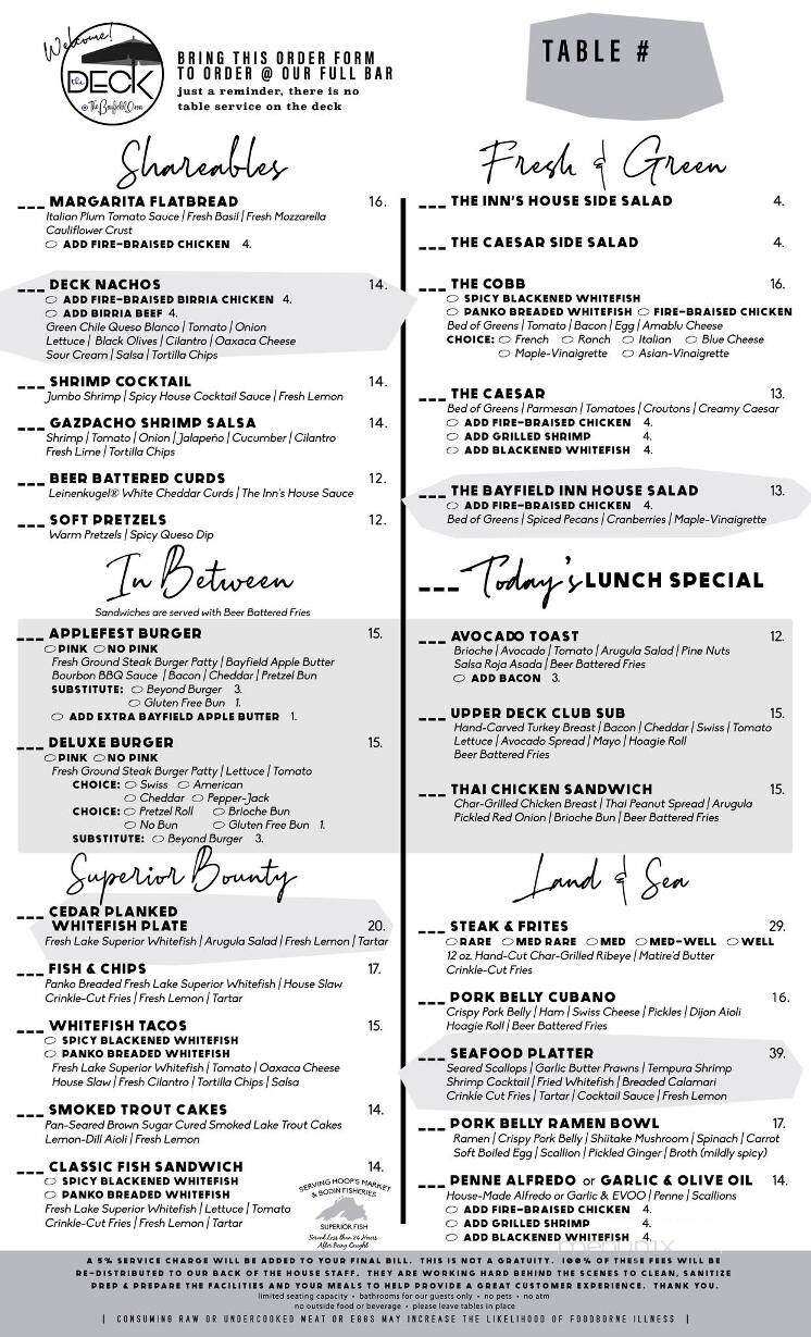 Bayfield Inn Food - Bayfield, WI menu_pic