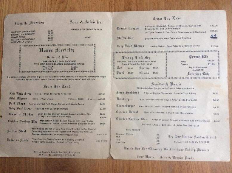 Idlewile Inn - Saint Cloud, WI menu_pic