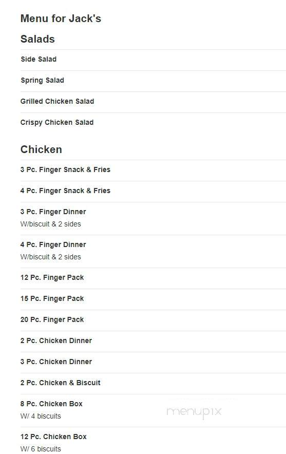 Jack's Family Restaurant - Roanoke, AL menu_pic