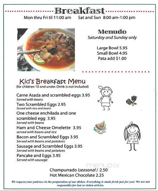 Durango Restaurant - La Puente, CA menu_pic