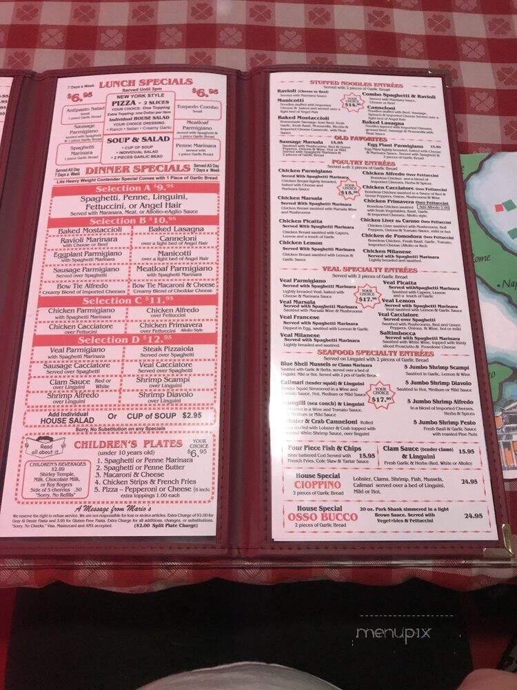 Mario's Italian Restaurant - Indio, CA menu_pic