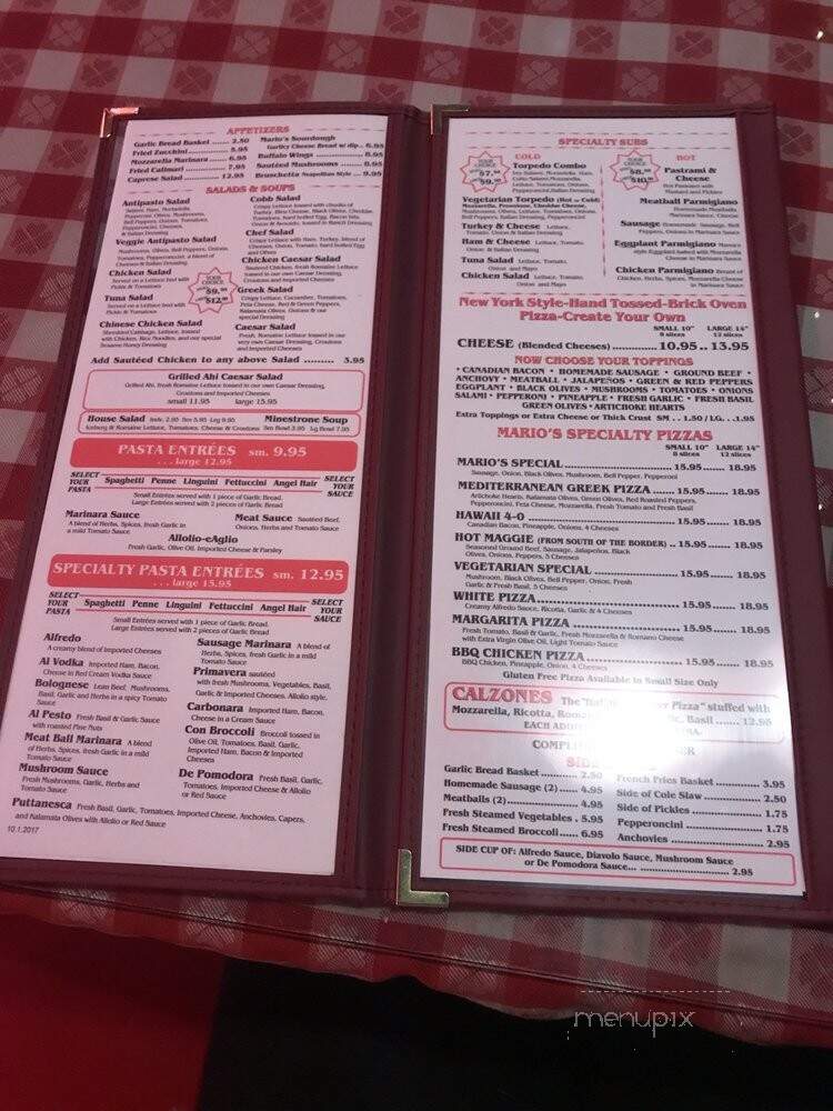 Mario's Italian Restaurant - Indio, CA menu_pic