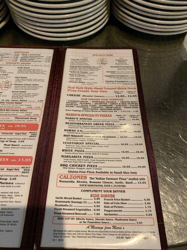 Mario's Italian Restaurant - Indio, CA menu_pic