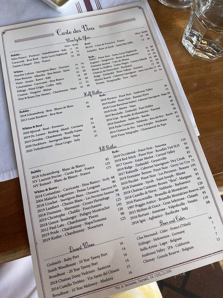 La Bicyclette - Carmel-by-the-Sea, CA menu_pic