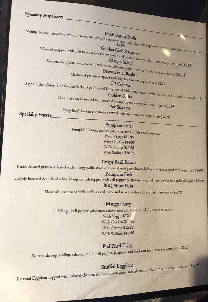 Chao Praya-Thai Restaurant - Novato, CA menu_pic