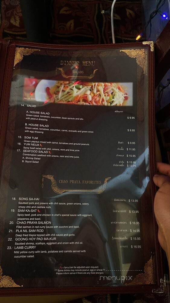 Chao Praya-Thai Restaurant - Novato, CA menu_pic