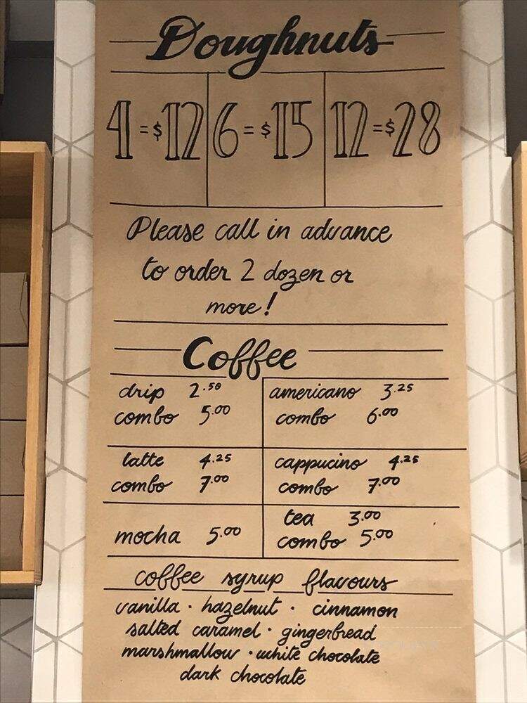 SuzyQ Doughnuts - Ottawa, ON menu_pic