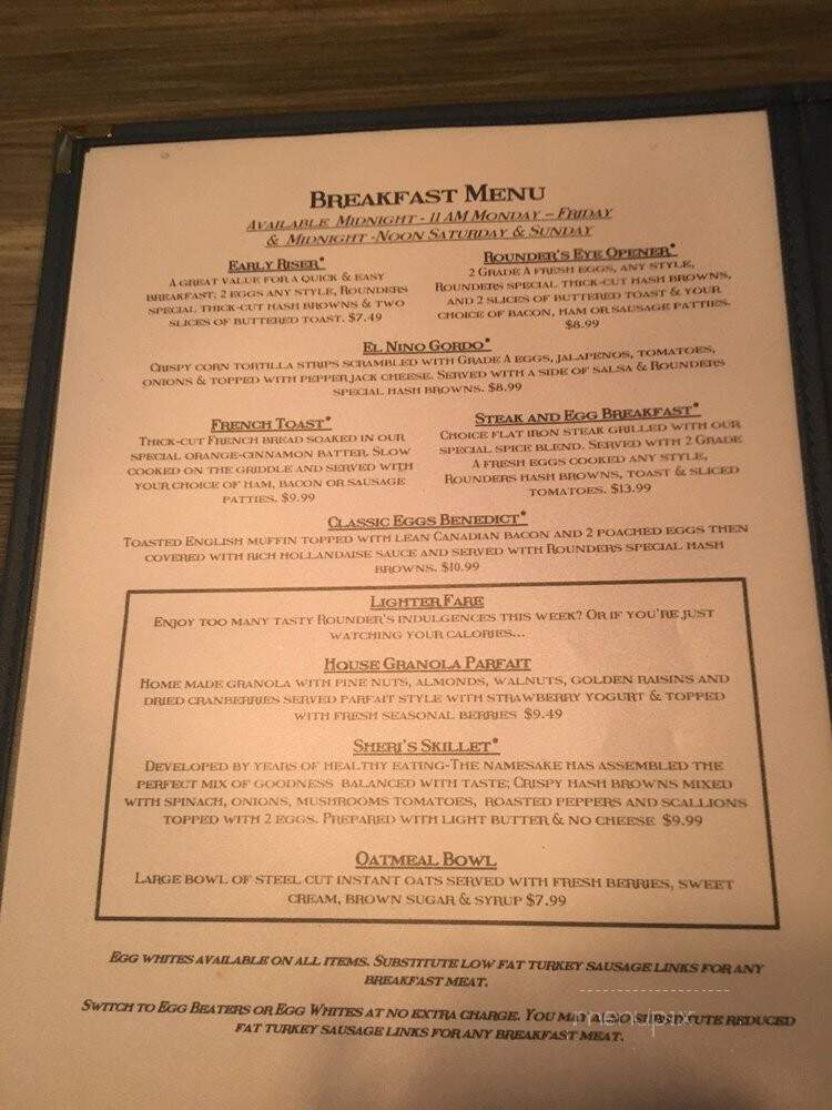 Rounders Anthem - Henderson, NV menu_pic