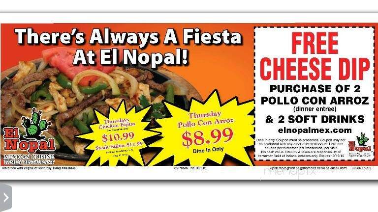 El Nopal - Jeffersonville, IN menu_pic