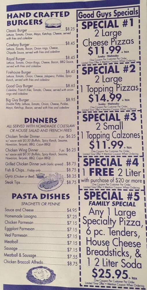 Good Guys Pizza - Leicester, MA menu_pic