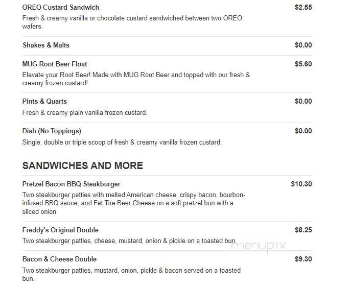 Freddy's Frozen Custard & Steakburgers - Lafayette, LA menu_pic