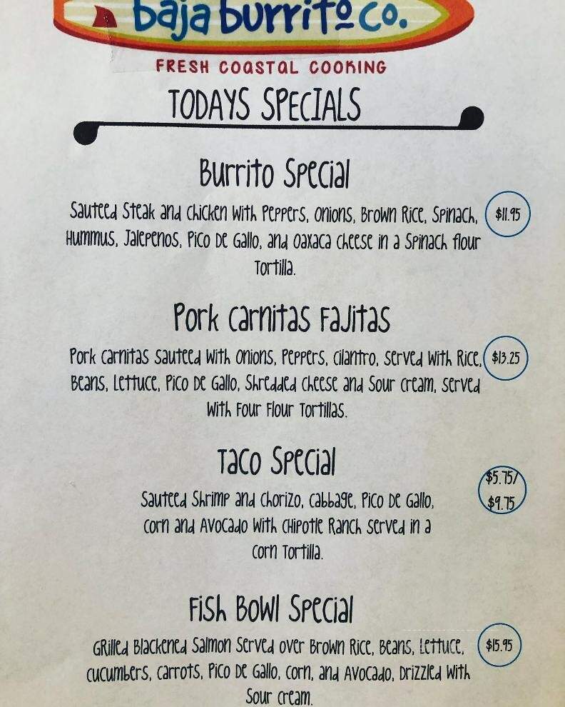 Baja Burrito Co - Clinton, NJ menu_pic