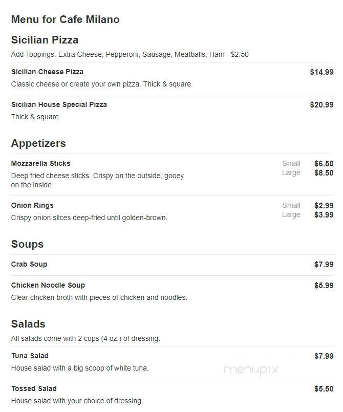 Cafe Milano - Crisfield, MD menu_pic