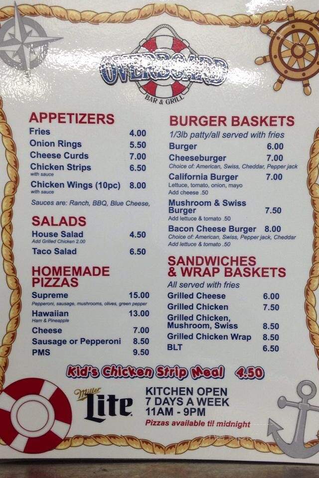Overboard Bar and Grill - Inver Grove Heights, MN menu_pic