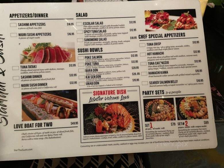 Star Thai and Sushi - Siesta Key, FL menu_pic