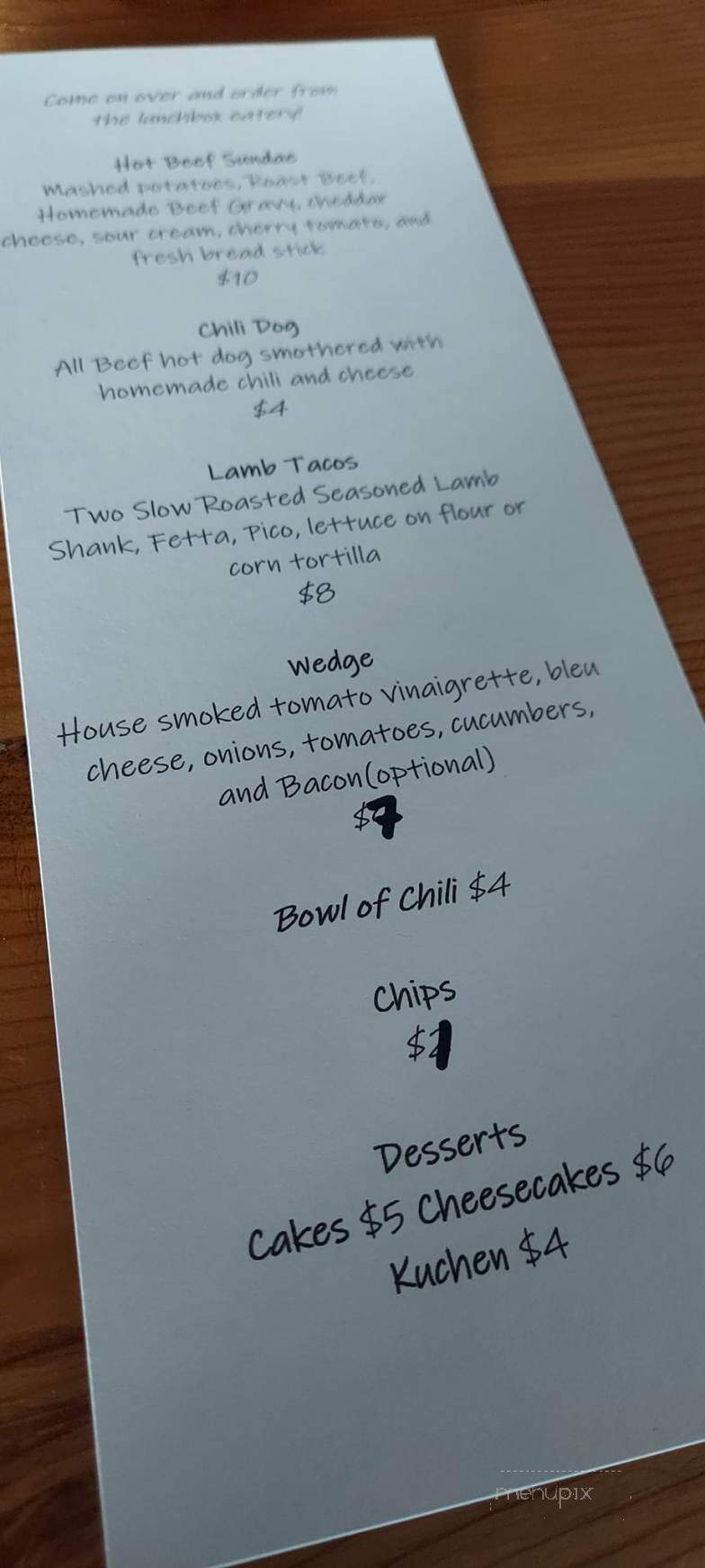 The Lunchbox Eatery - Fort Ransom, ND menu_pic