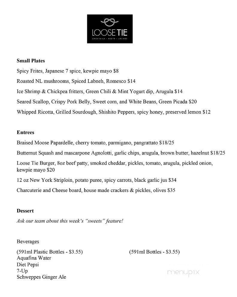 Loose Tie - St. John's, NL menu_pic