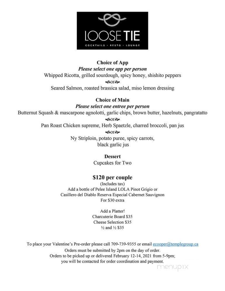 Loose Tie - St. John's, NL menu_pic