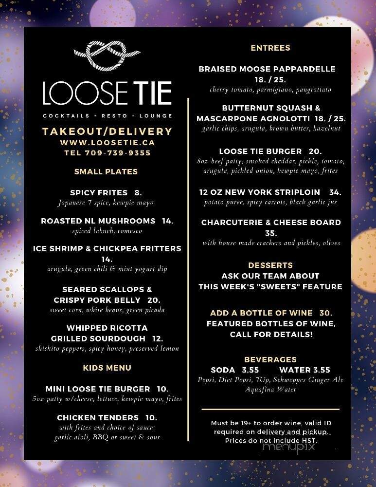 Loose Tie - St. John's, NL menu_pic