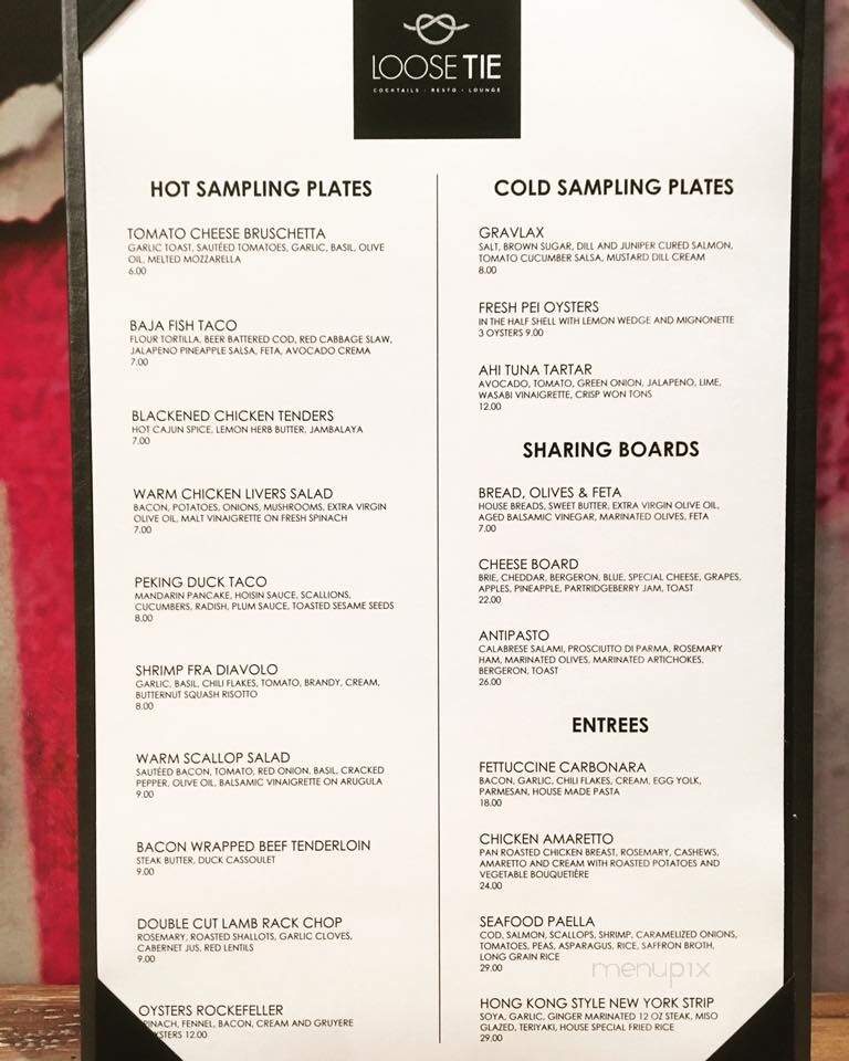 Loose Tie - St. John's, NL menu_pic