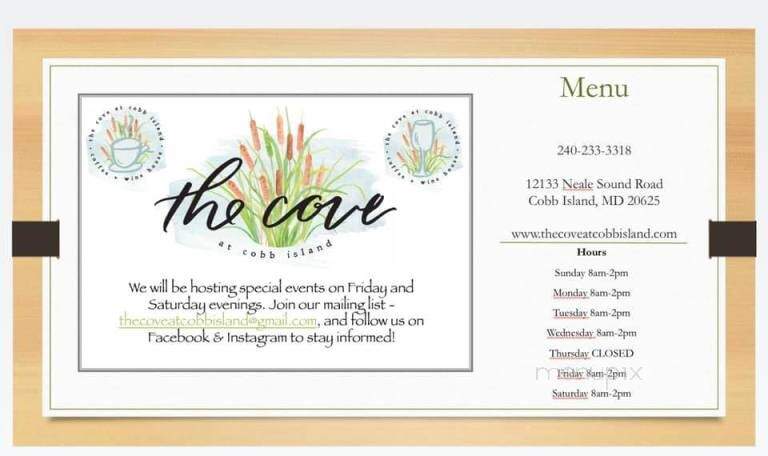 The Cove at Cobb Island - Cobb Island, MD menu_pic