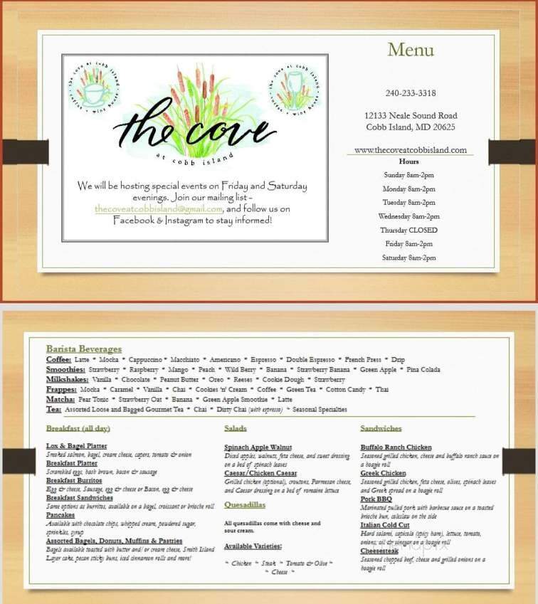 The Cove at Cobb Island - Cobb Island, MD menu_pic