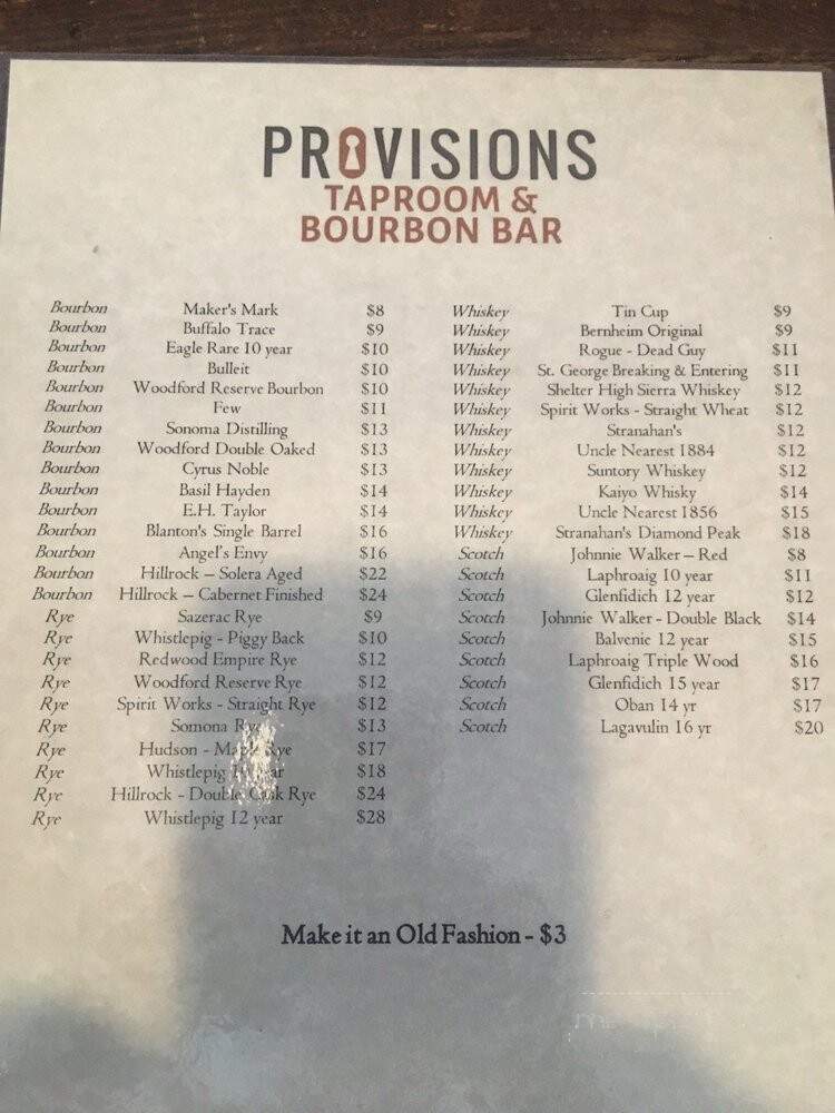 Provisions - Groveland, CA menu_pic