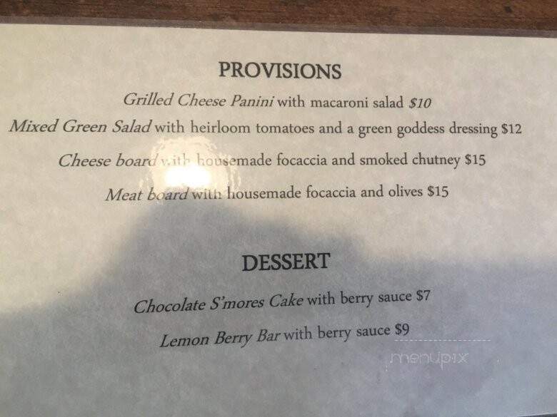 Provisions - Groveland, CA menu_pic