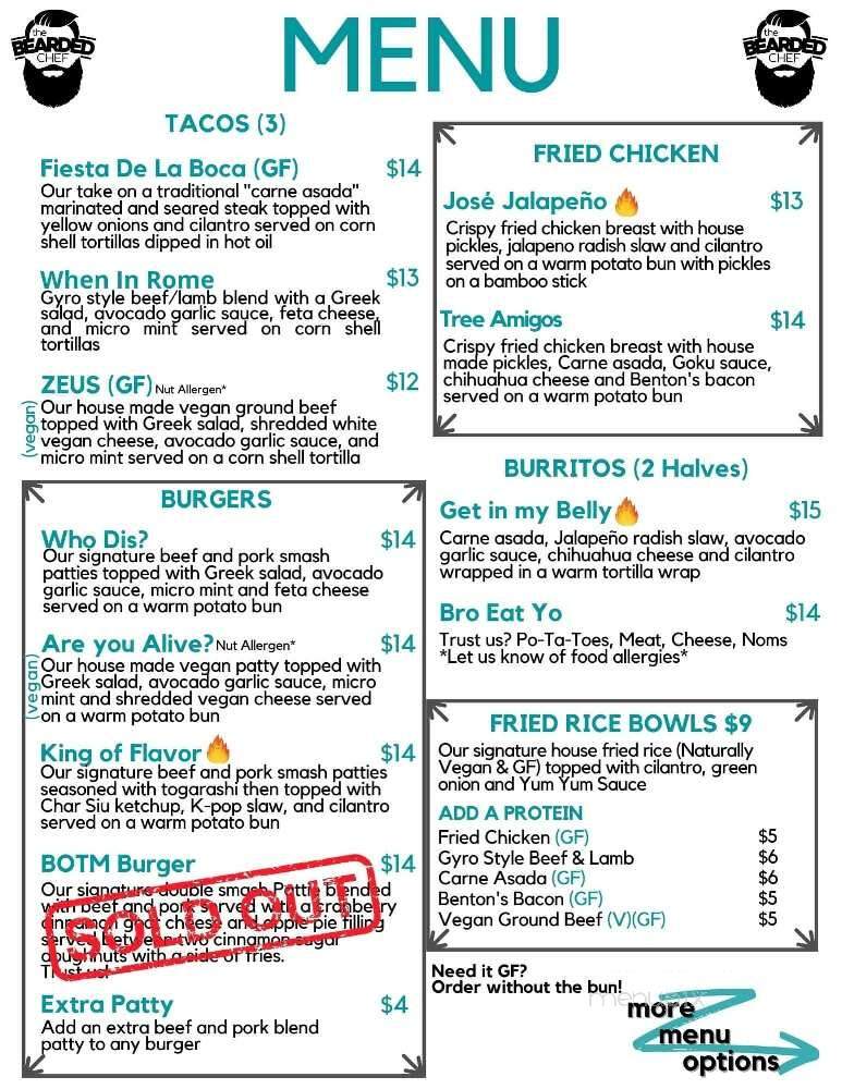 The Bearded Chef Food Truck - Melbourne, FL menu_pic