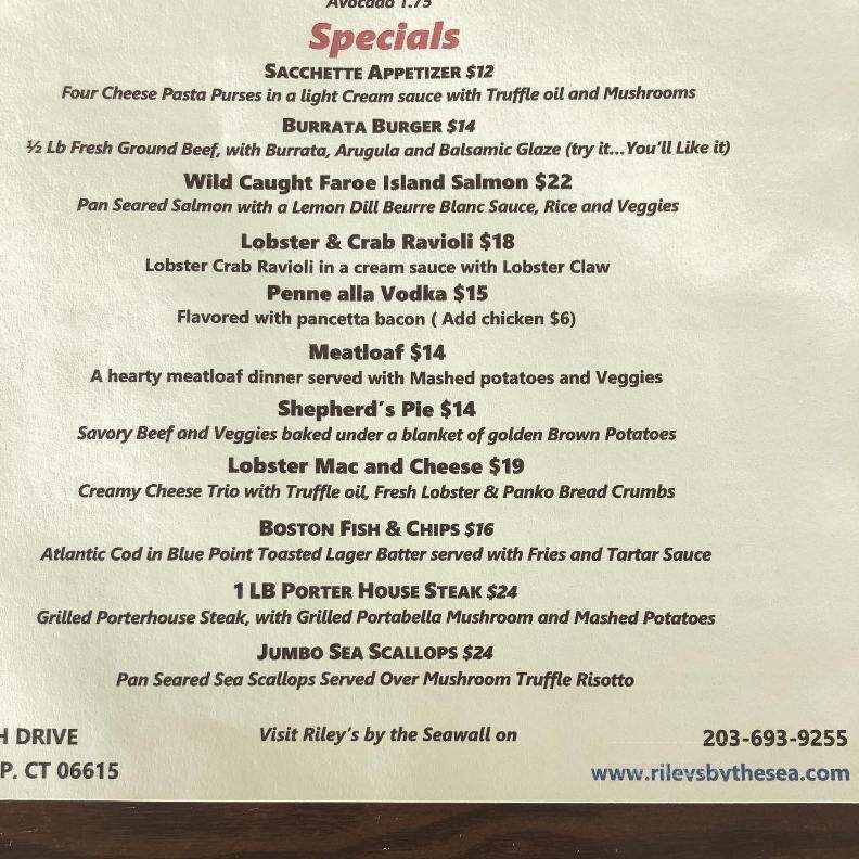Riley's - Stratford, CT menu_pic