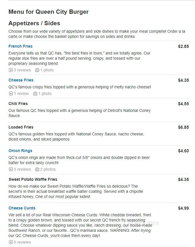 Queen City Burger - Marquette, MI menu_pic