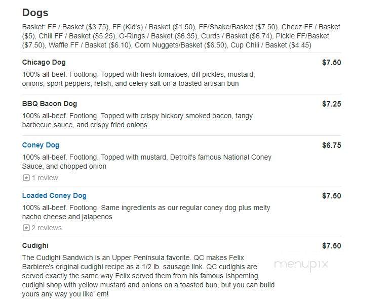 Queen City Burger - Marquette, MI menu_pic
