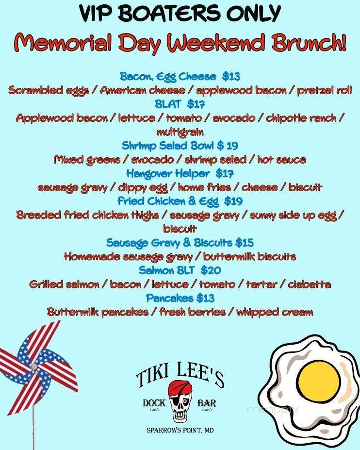 Tiki Lee's Dock Bar - Sparrows Point, MD menu_pic