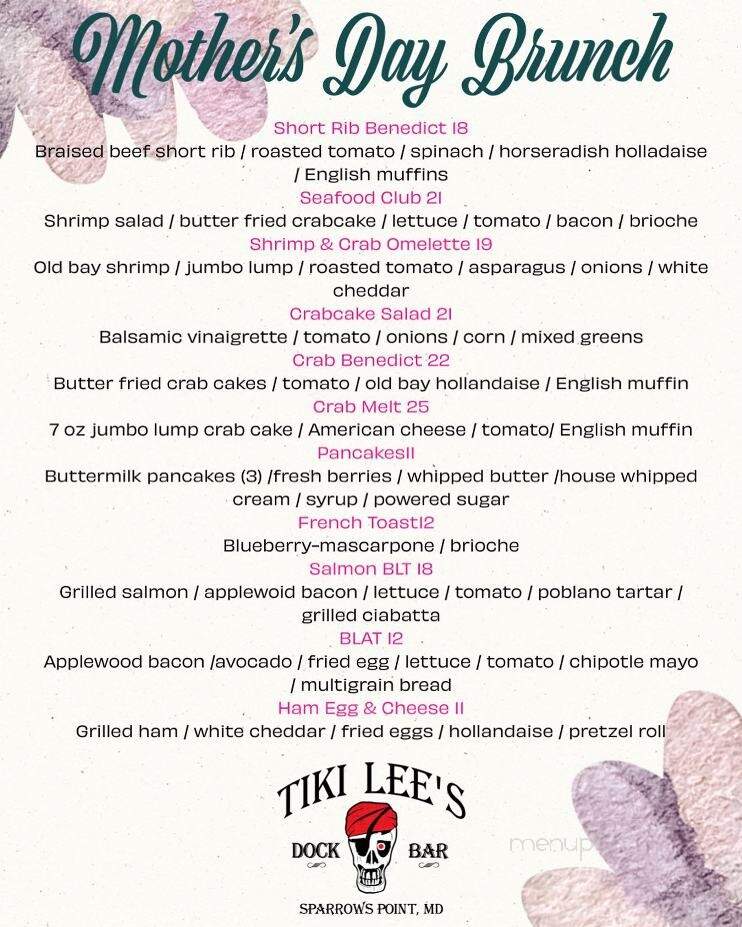 Tiki Lee's Dock Bar - Sparrows Point, MD menu_pic